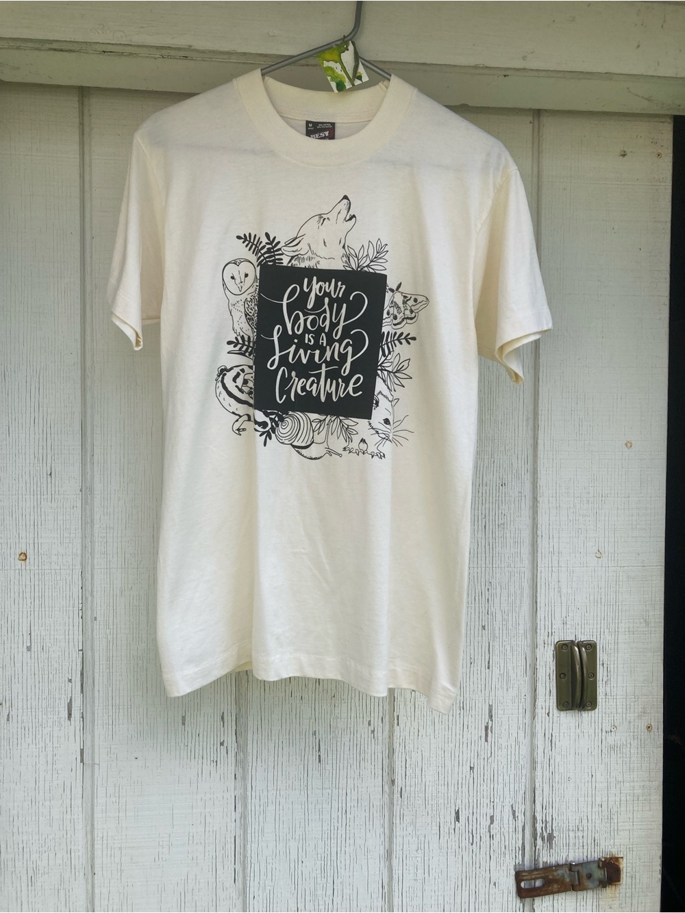 YO BODY IS LIVING! diy -  Cream Crewneck